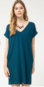 Teal Knit T-shirt Dress