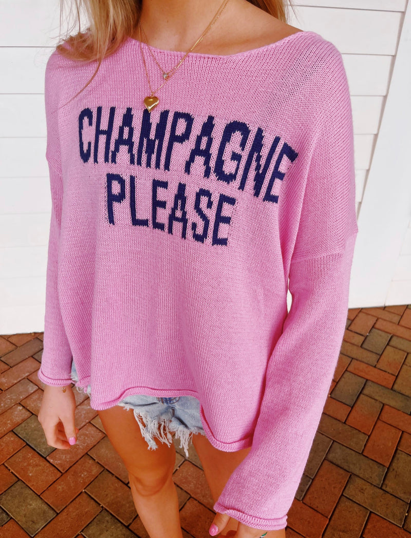 Champagne Please Embroidered Sweater