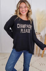Champagne Please Embroidered Sweater