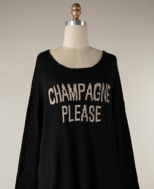 Champagne Please Embroidered Sweater