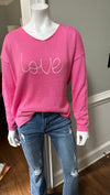 Love Embroidered Pink Sweater