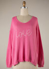 Love Embroidered Pink Sweater