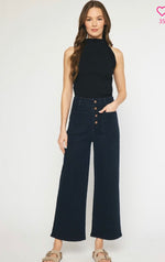 Wide leg Black Jeans with front pocket detail