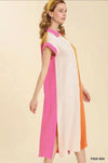 From Umgee A Gauzy Midi Short-sleeve Colorblock dress