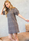 THML Leopard Print Knit Short Sleeve Dress