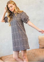 THML Leopard Print Knit Short Sleeve Dress