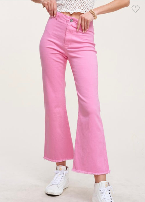 La Miel Judy Pink Cropped Flare Pants