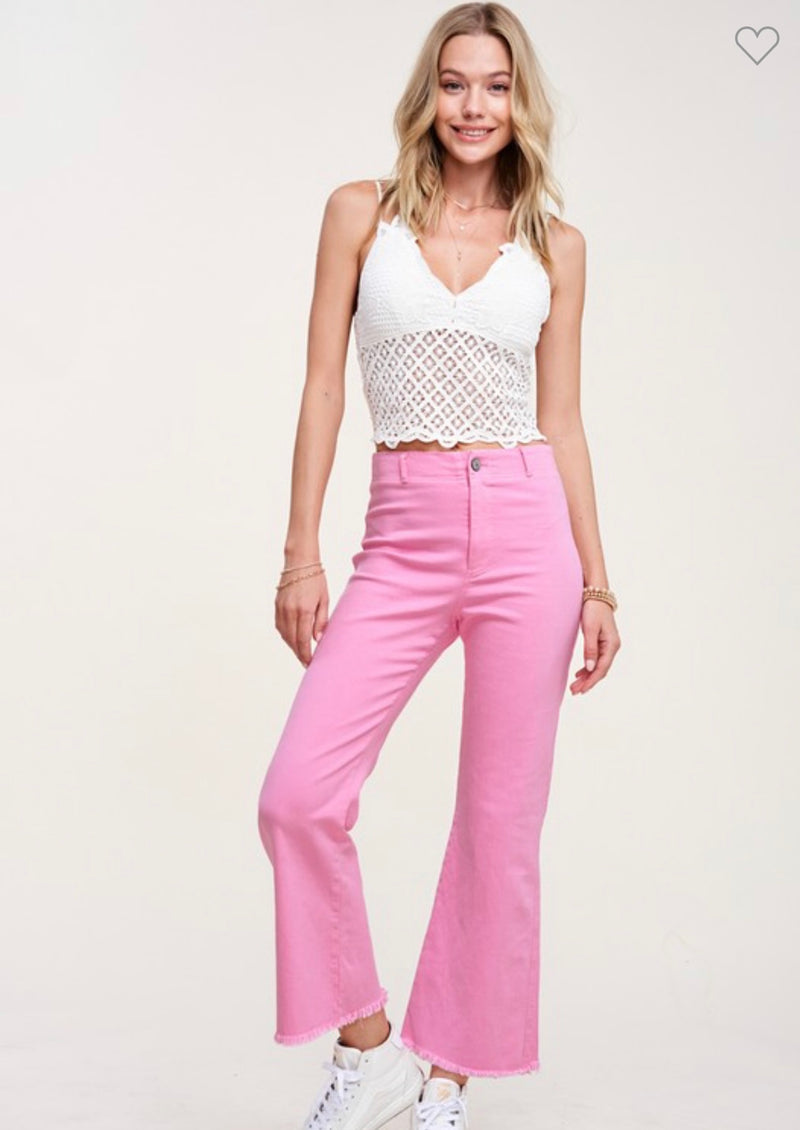 Pink Cropped Bootcut Pants