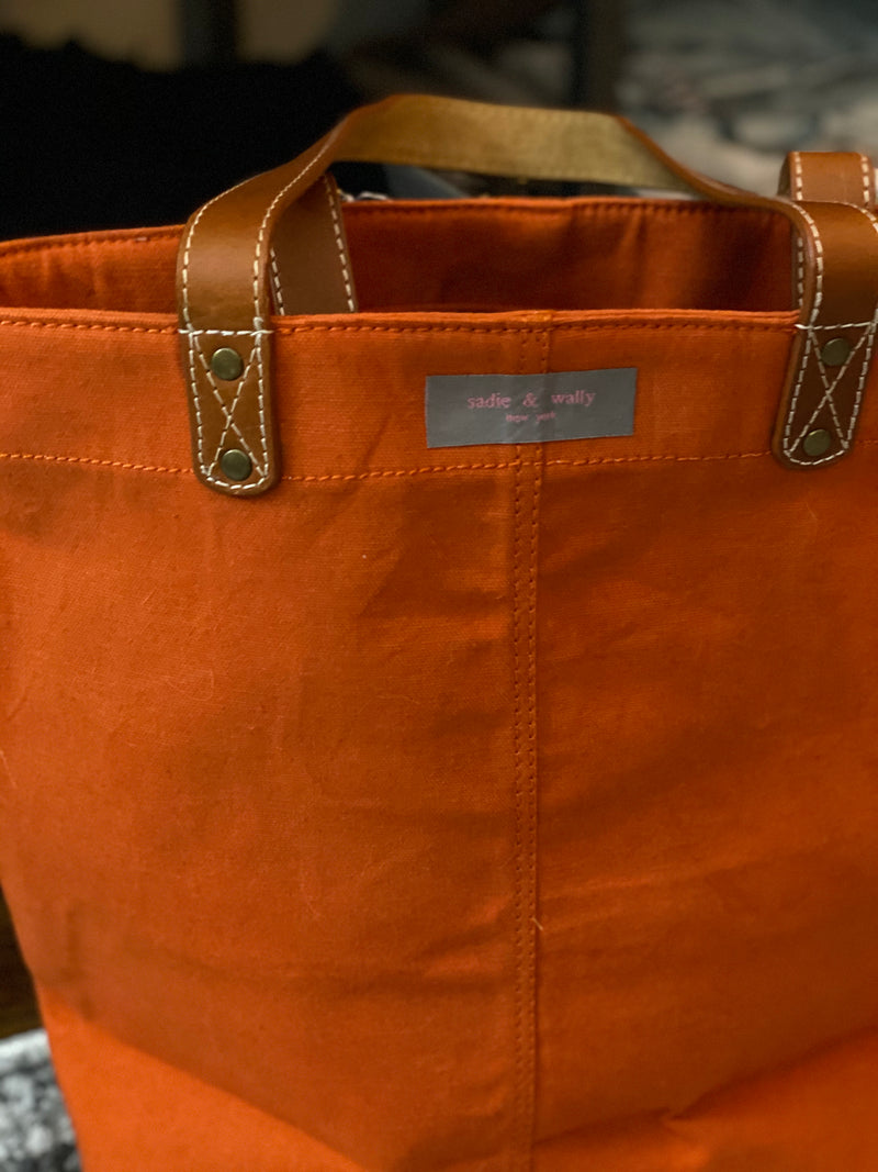 Orange Coated Canvas Tote Bag