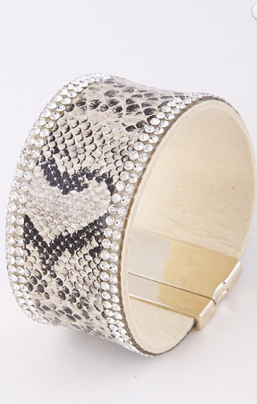 Snake Print Rhinestone Magnetic Bracelet