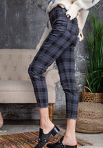 Retro Plaid Twill Skinny Pants