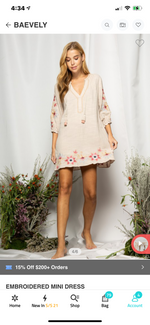 Tan Embroidered Dress with Tassels