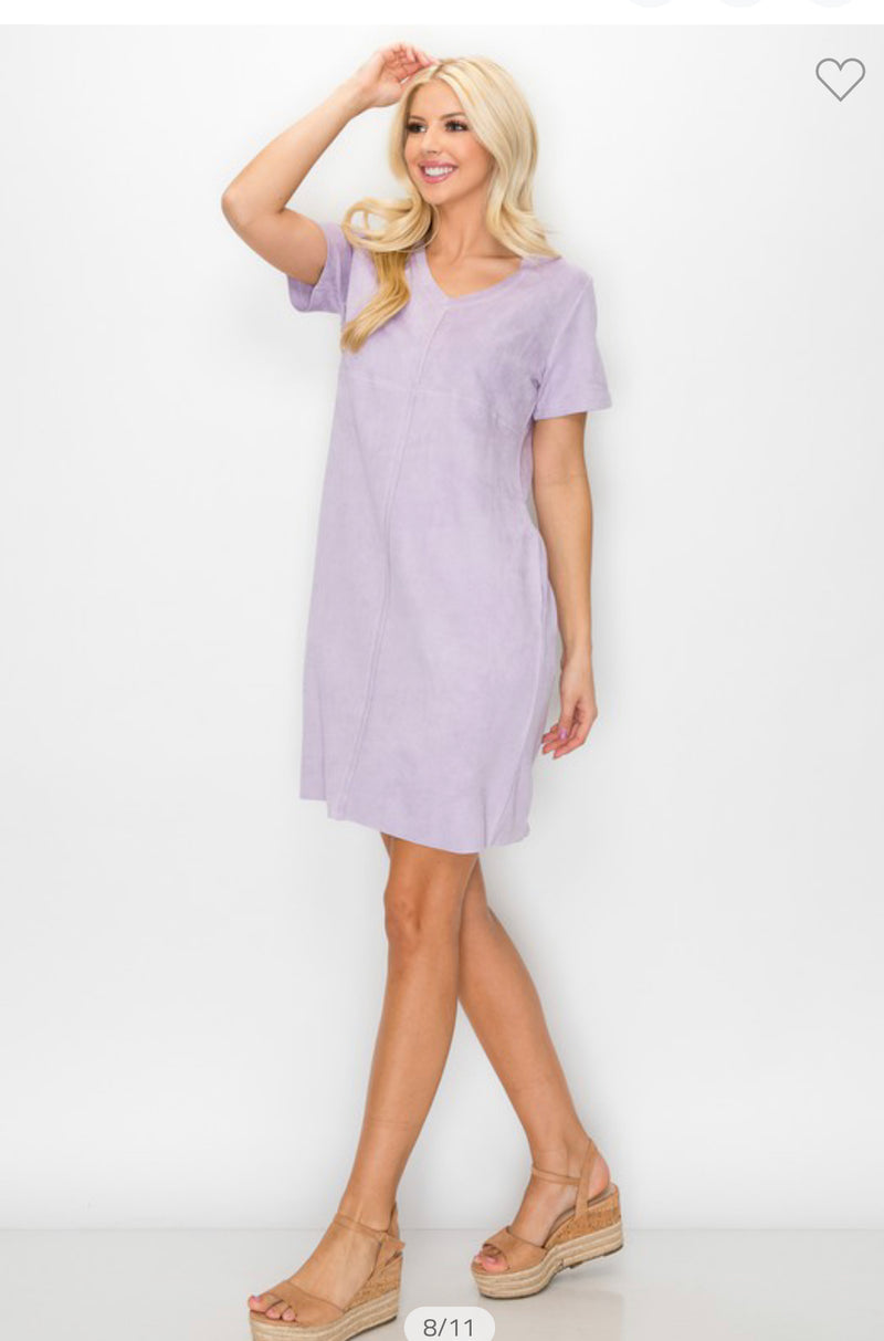 The Audrey V-neck Faux Suede Dress