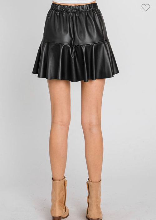 Vegan Leather Pleated Skirt