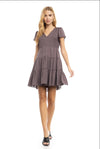 Flattering Taupe, Lined Silky Dress