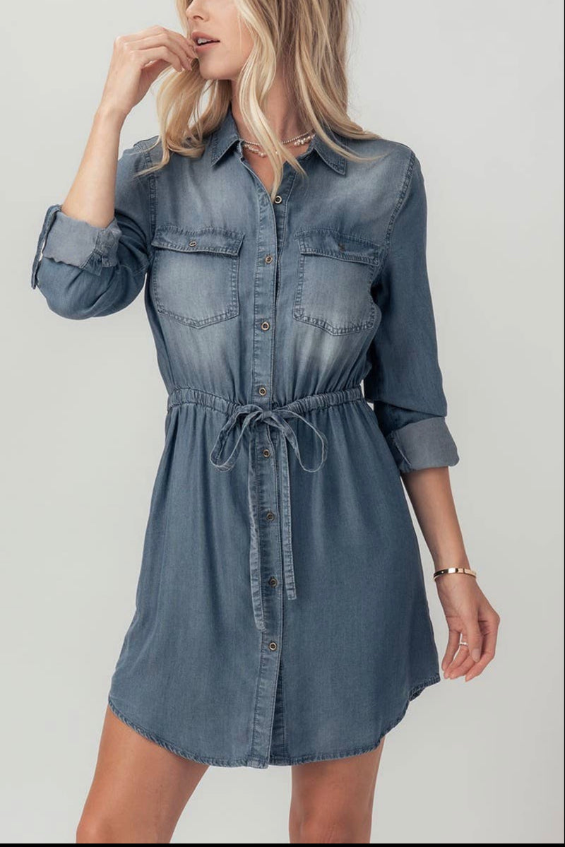 Tencel denim dress uk top