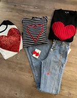Navy Striped Heart Hoodie