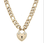 Heart Padlock Worn Gold Necklace