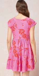 Entro Red & Pink V-neck Floral dress