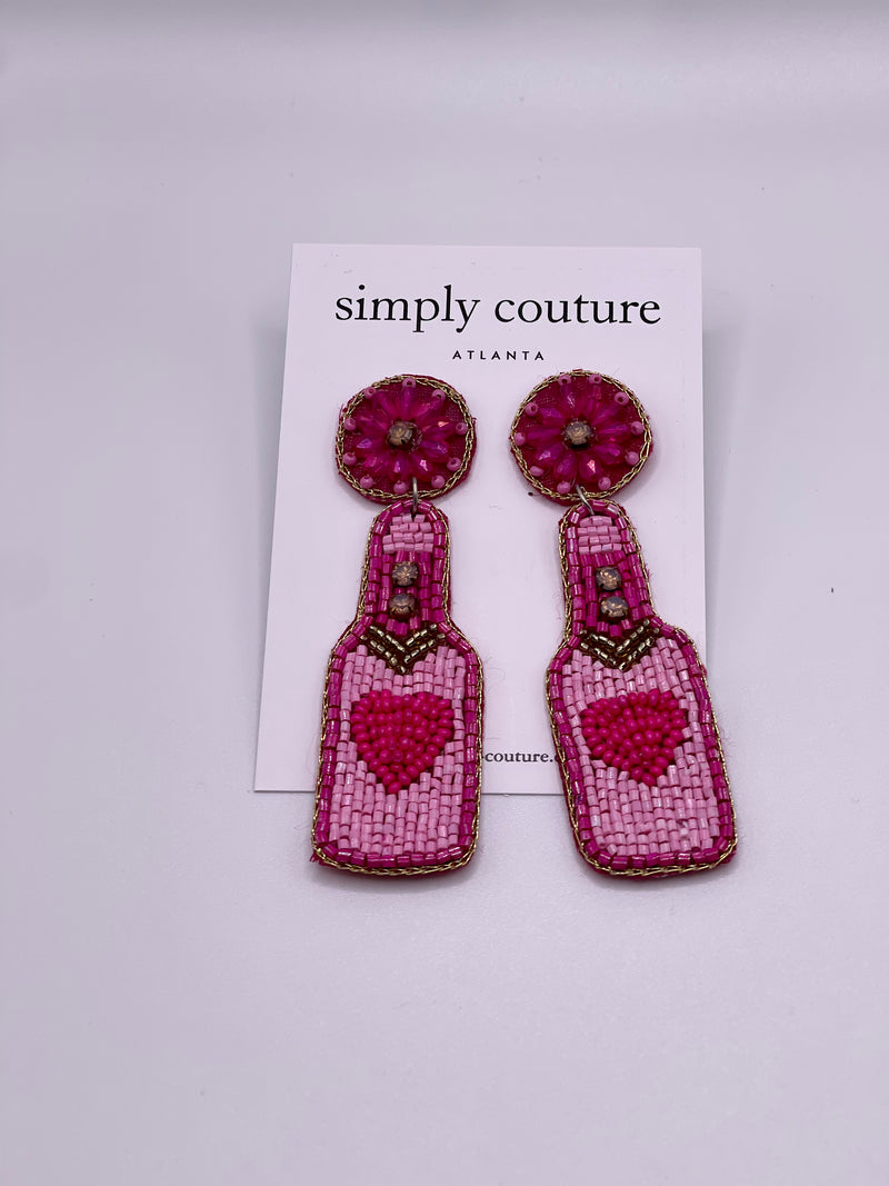 Pink Champagne Beaded Earrings