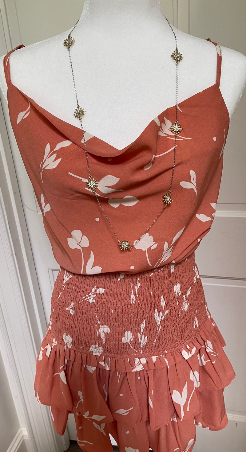 Spaghetti strap coral dress