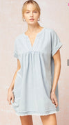 Denim v-neck short sleeve dress