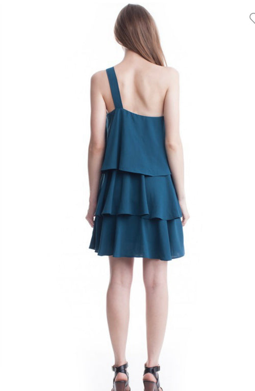 One shoulder ruffled dress