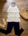 Multilayer Linen Cream Top
