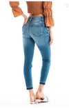 High rise hem detail skinny ankle jeans