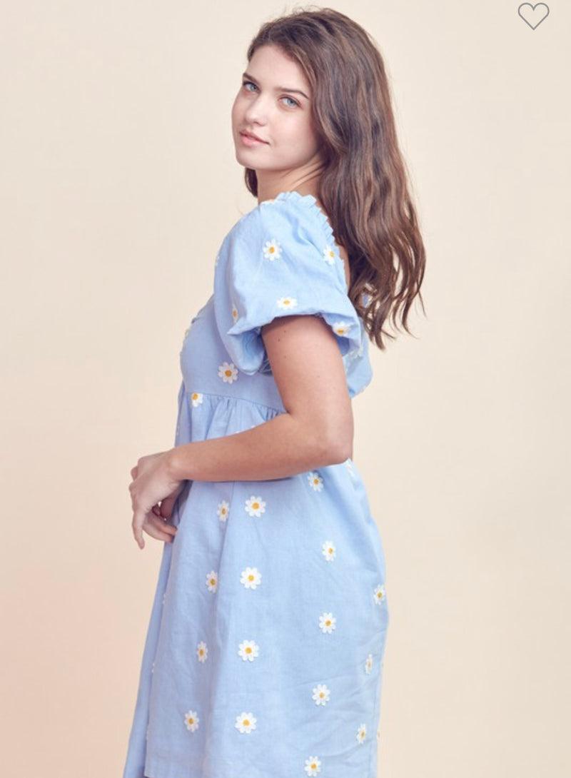 Embroidered daisy dress