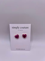 Sparkly Pink Heart Earrings