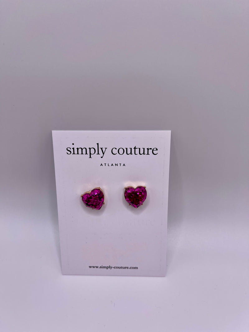 Sparkly Pink Heart Earrings