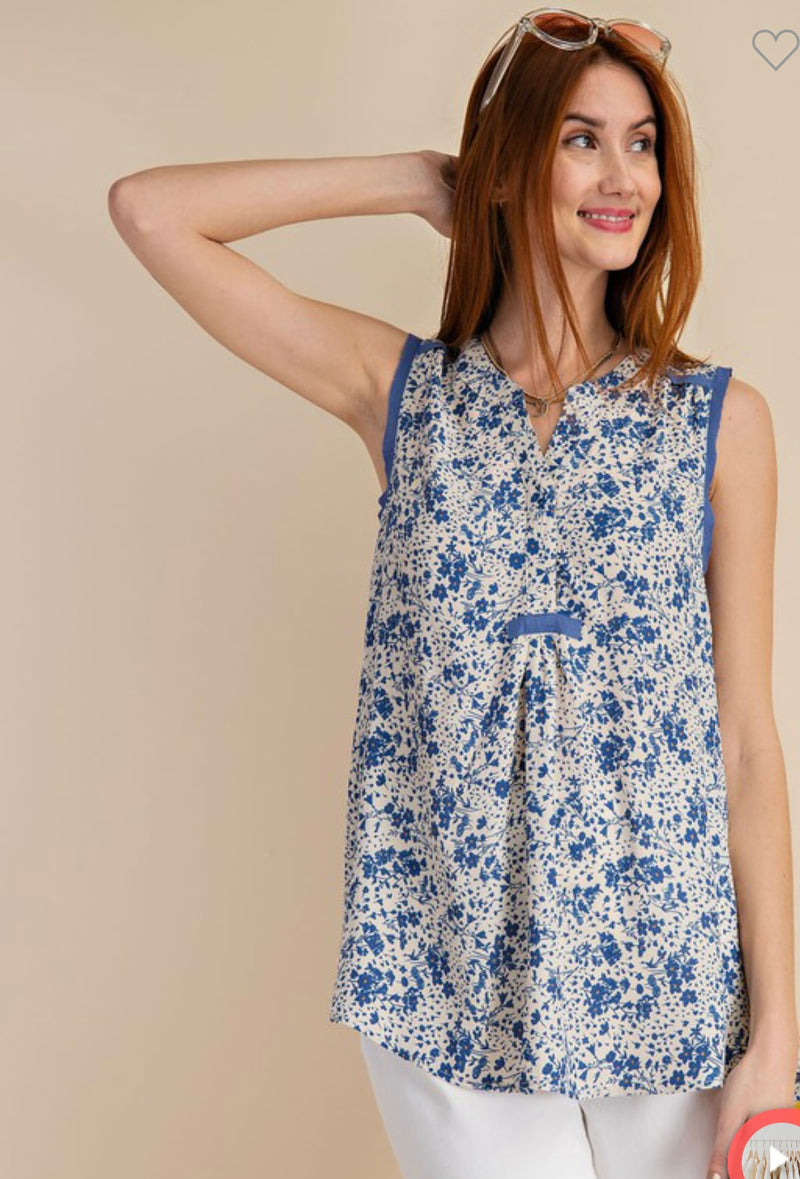 Easel Sleeveless Floral Tunic