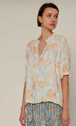 Current Air Watercolor Floral Pleated Blouse