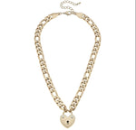 Heart Padlock Worn Gold Necklace