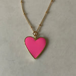 Pink Enamel Heart Necklace