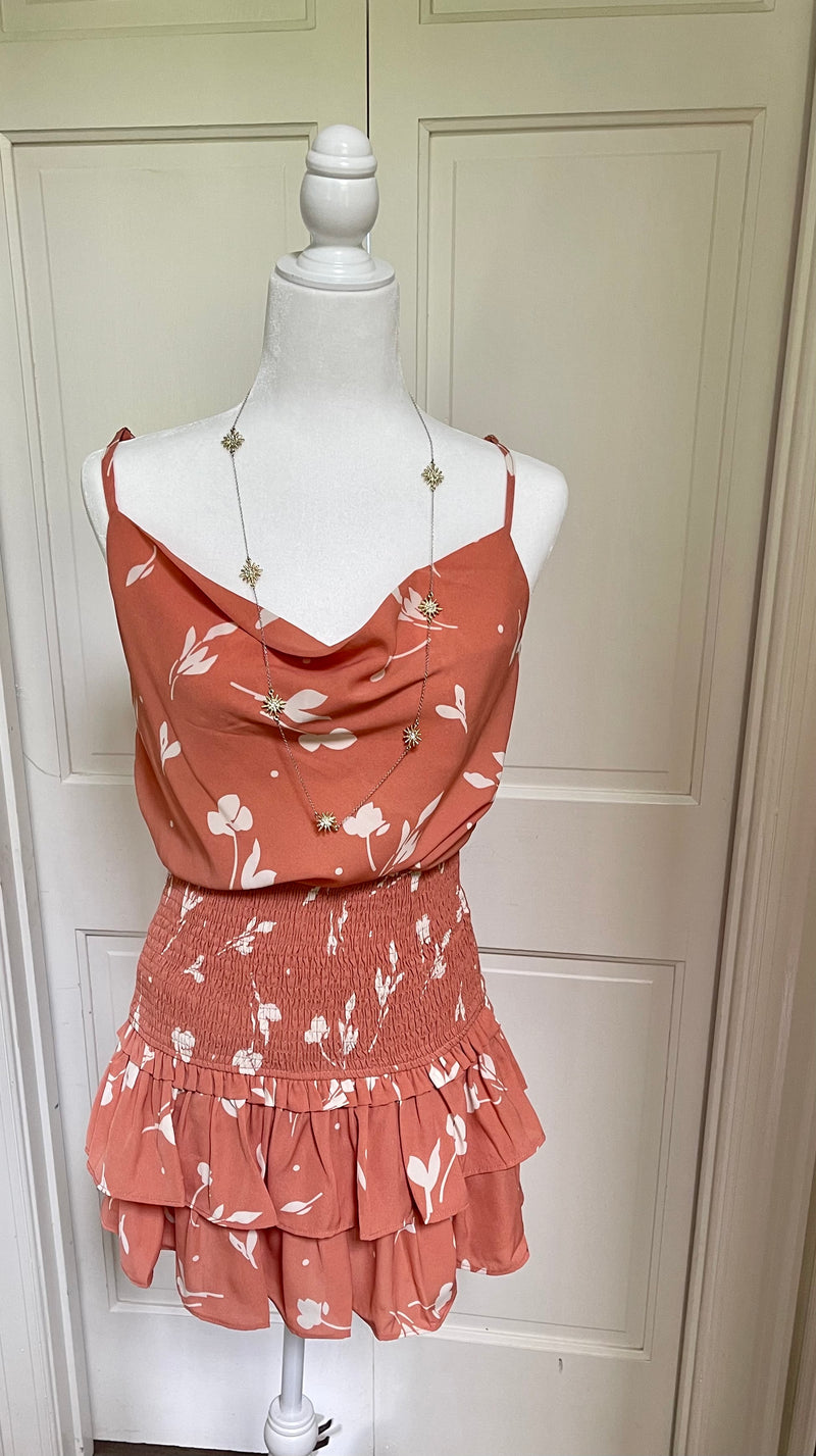 Spaghetti strap coral dress