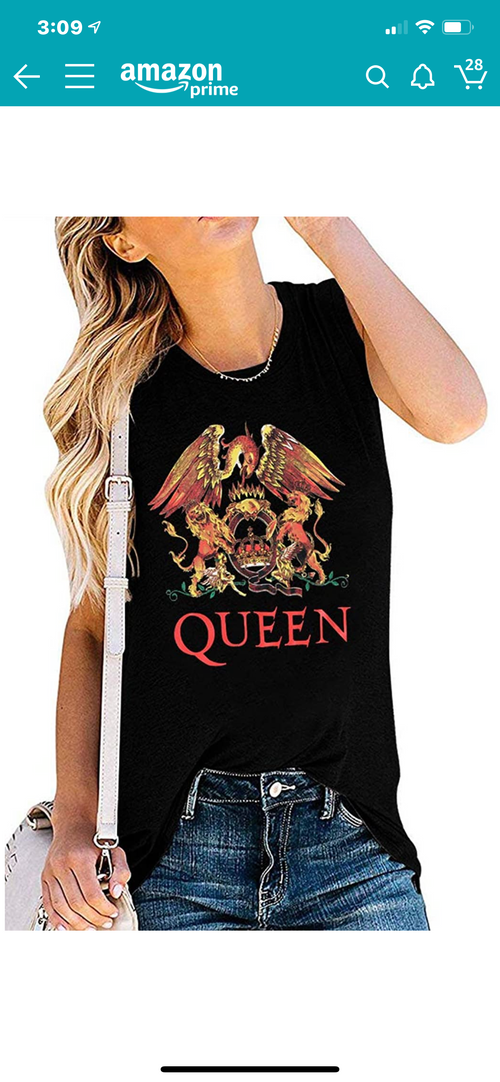 Queen sleeveless black graphic tee