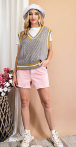 V-neck Cable Knit Sweater Vest