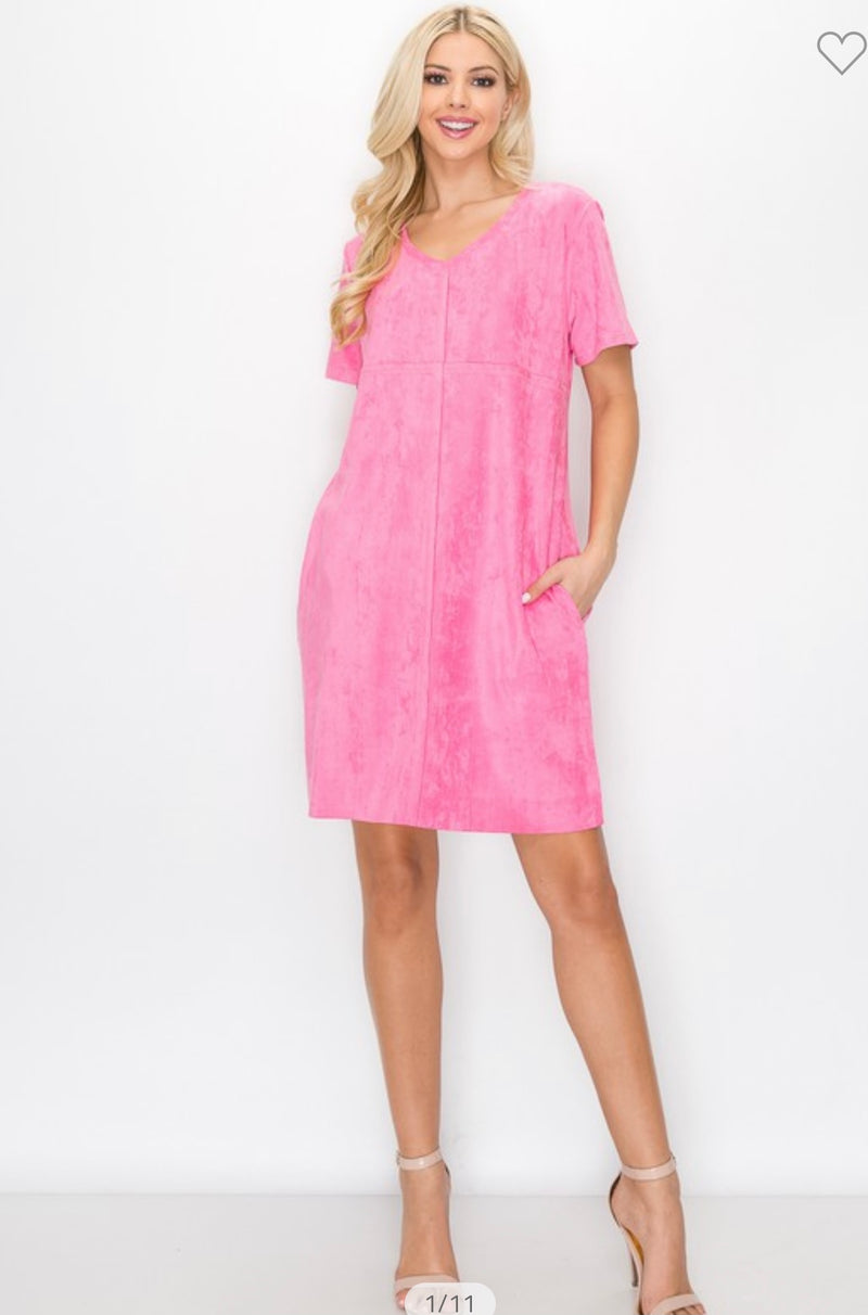 The Audrey V-neck Faux Suede dress