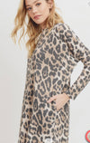 Long Sleeve  Leopard Print Dress