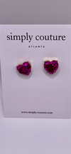 Sparkly Pink Heart Earrings