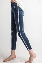 Distressed Skinny jeans with white stripe side detail