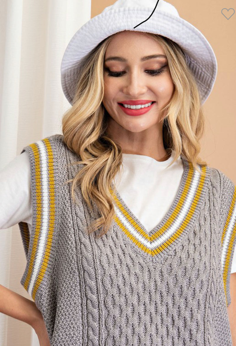 V-neck Cable Knit Sweater Vest