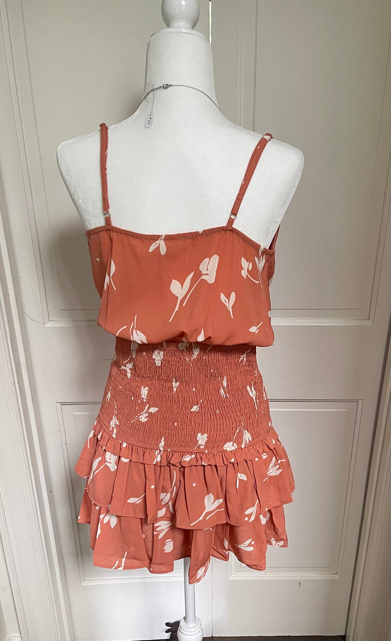 Spaghetti strap coral dress