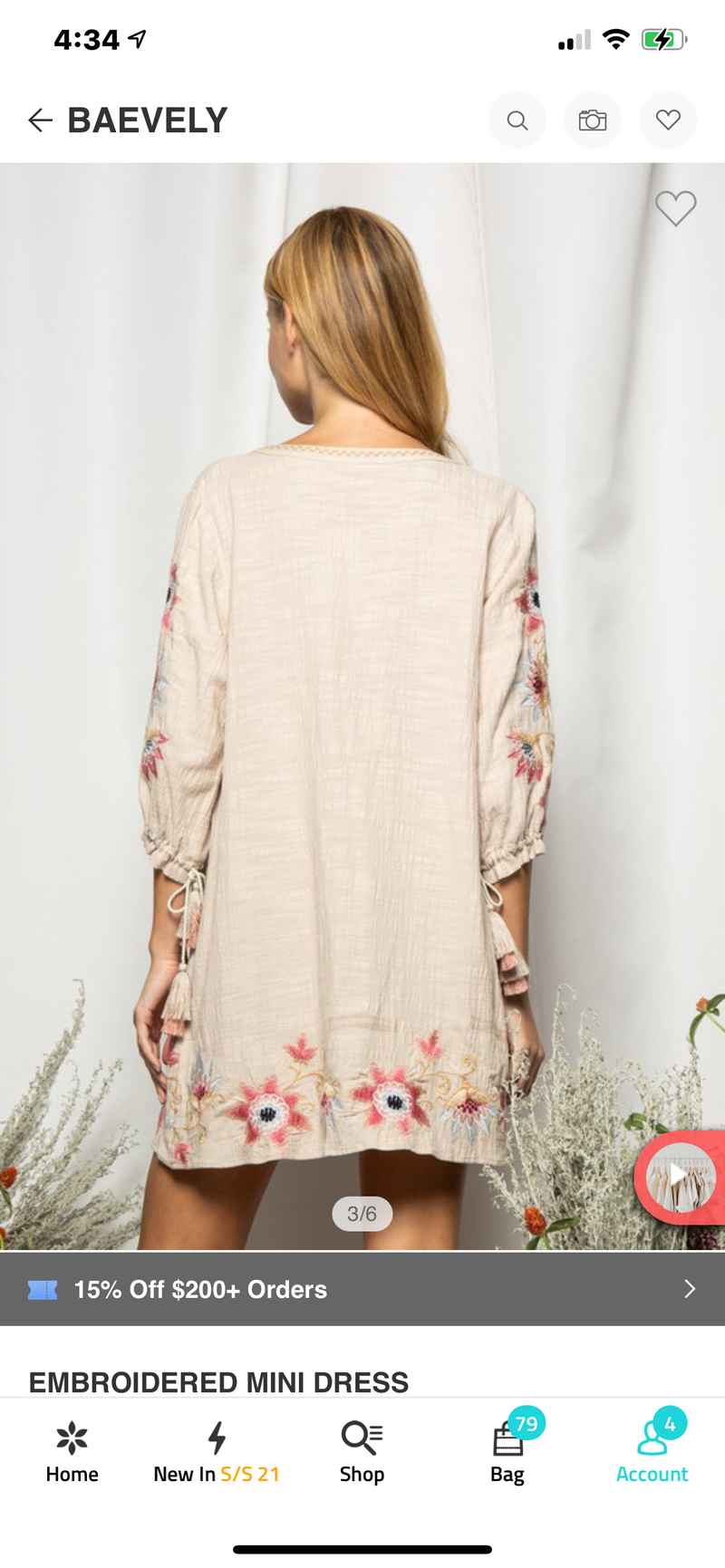 Tan Embroidered Dress with Tassels