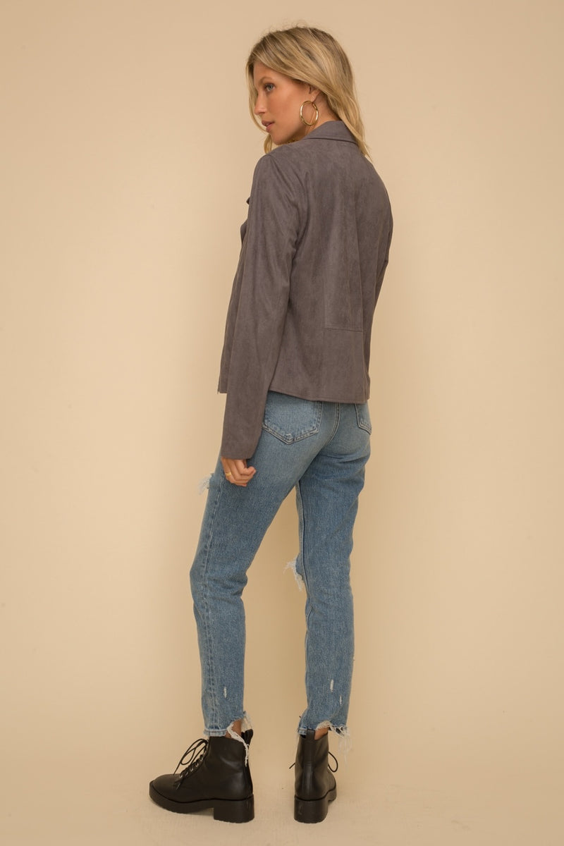 Grey suede Moto jacket