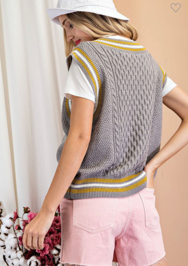 V-neck Cable Knit Sweater Vest