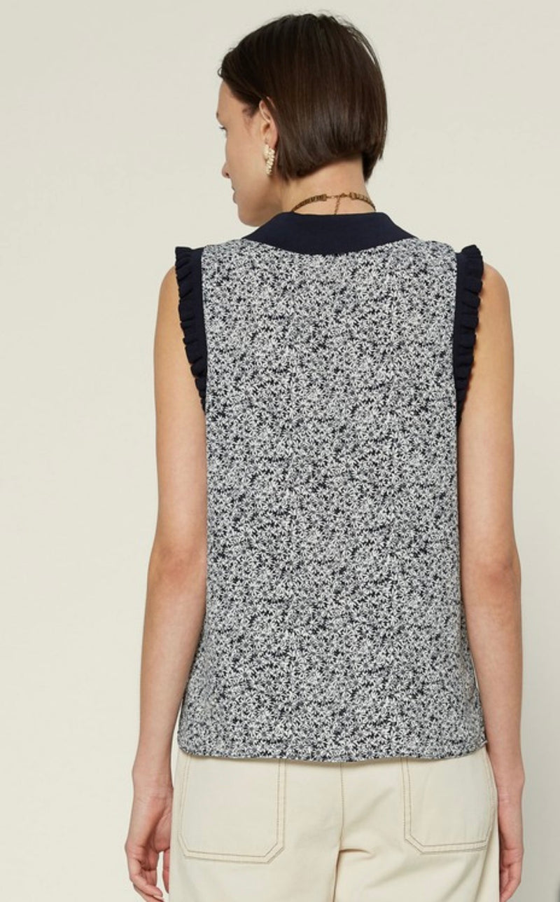 Navy Floral Sleeveless Woven Top from Current Air