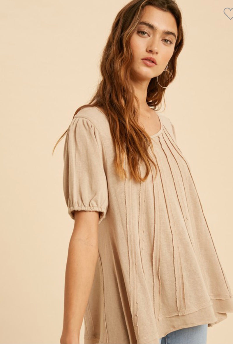 Raw Edge Trim Accent Knit Top